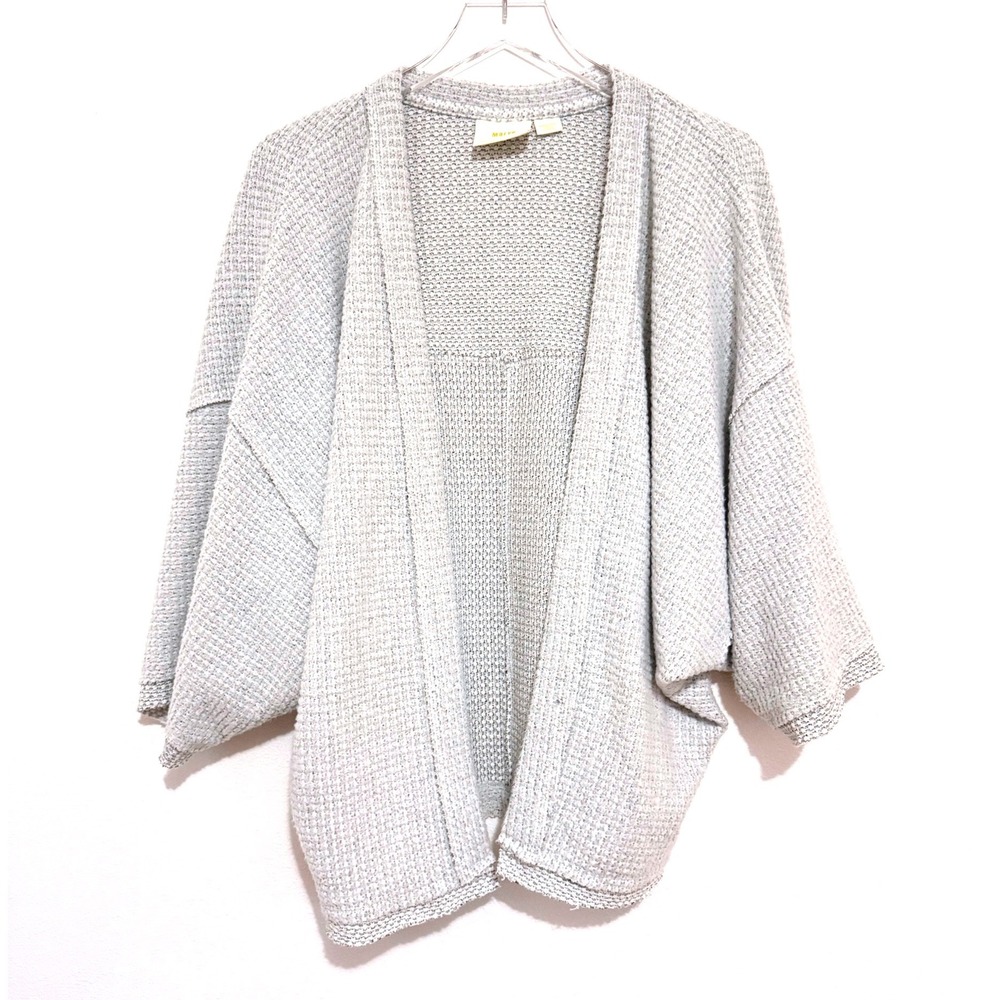 Maeve by Anthropologie Light Gray Waffle Oversized Cardigan Sweater